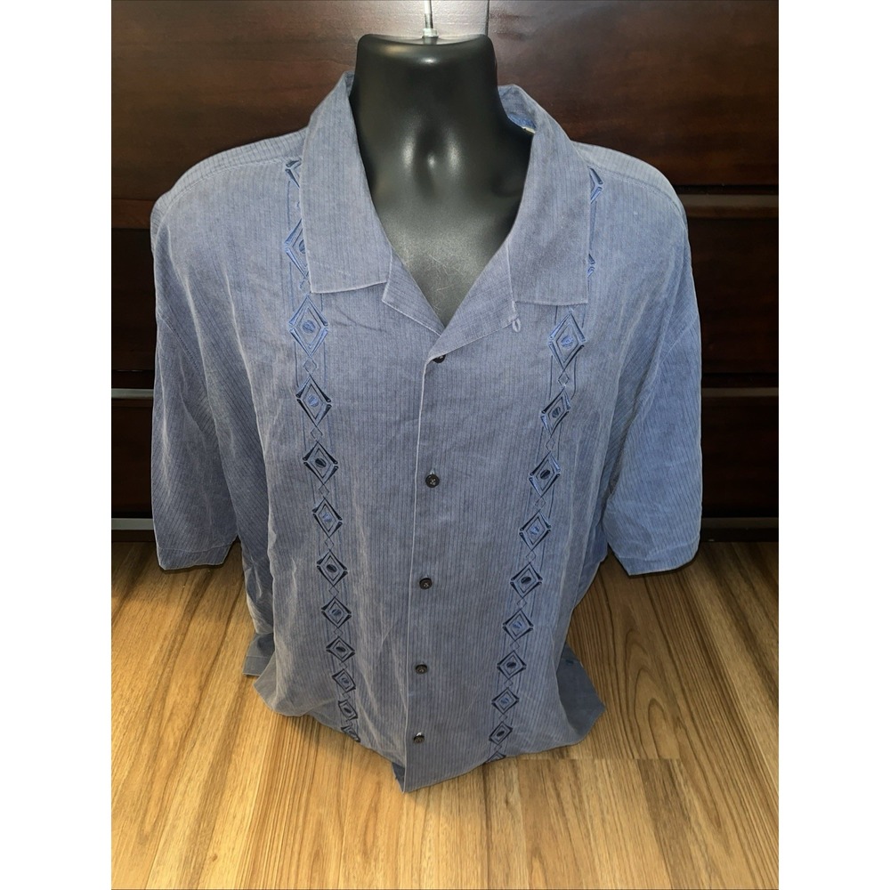 Tommy Bahama Tampa Bay Rays 100% Silk Baseball Button Up Shirt Size 3XL
